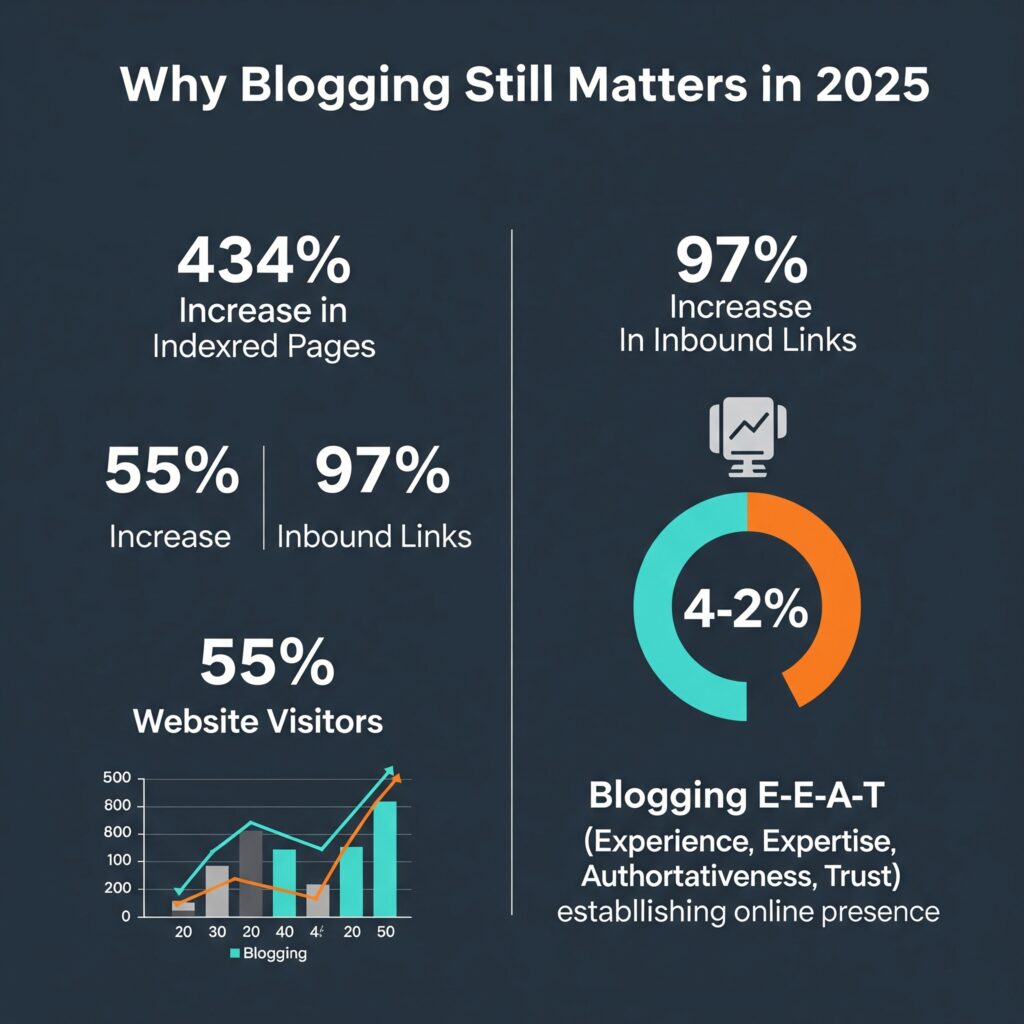 A data graphic about SEO blogging that supports growth and success for local businesses in 2025.